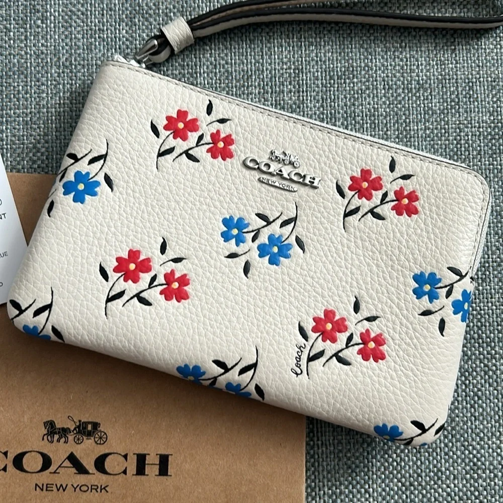 Coach Floral Wristlet in Cream - Picture 2 of 8